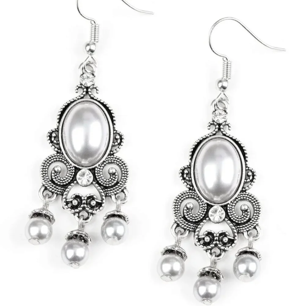 Paparazzi Jewelry Accessories - I Better Get GLOWING - Silver Earrings - Vintage